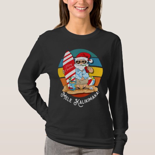 Mele Kalikimaka Retro Hawaiian Kerstmis in juli T-shirt (Voorkant)
