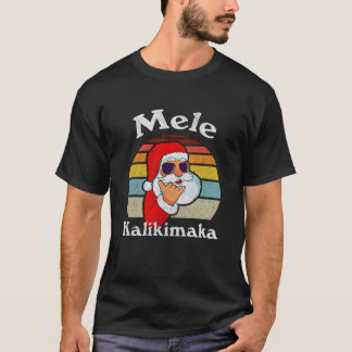 Mele Kalikimaka Retro KerstkerstSanta Shaka Hawaii T-shirt