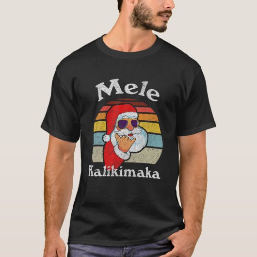 Mele Kalikimaka Retro KerstkerstSanta Shaka Hawaii T-shirt (Voorkant)