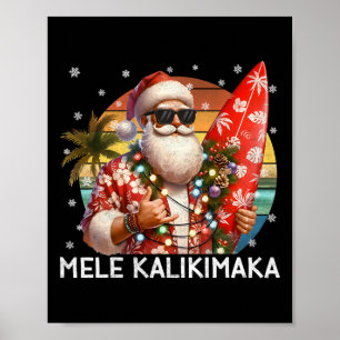 Mele Kalikimaka Retro Kerstman Rock On Pyjama Kers Poster