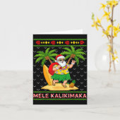 Mele Kalikimaka Retro Kerstman Shaka Hawaï Kerst-t Kaart (Gele Bloem)