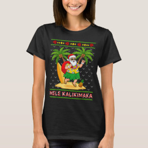 Mele Kalikimaka Retro Kerstman Shaka Hawaï Kerstmi T-shirt