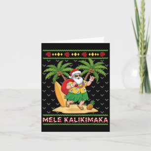 Mele Kalikimaka Retro Santa Shaka Hawaii Ugly Chri Kaart