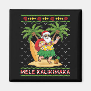 Mele Kalikimaka Retro Santa Shaka Hawaii Ugly Chri Magneet