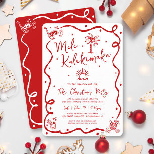 Mele Kalikimaka Rode Hand Getekende Doodles Kerstm Kaart