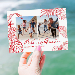 Mele Kalikimaka Rode Twee Foto Kerstmis Feestdagenkaart