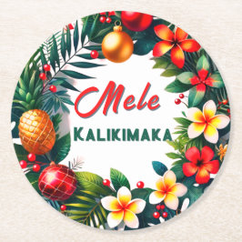 Mele Kalikimaka Ronde Kartonnen Onderzetter