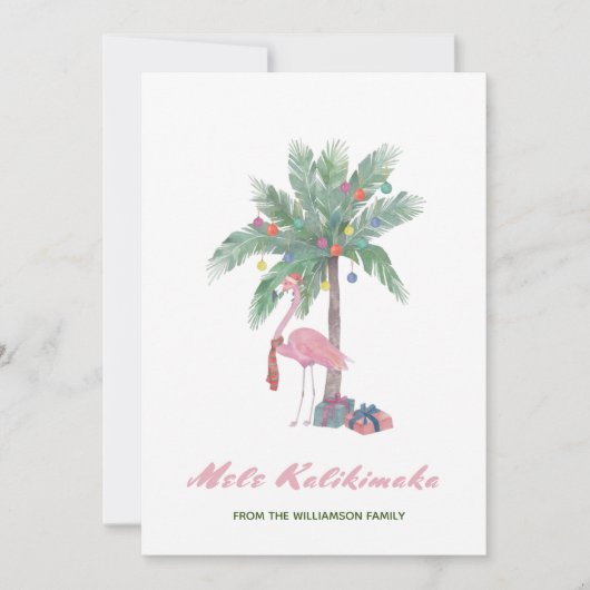 Mele Kalikimaka roze flamingo in Santa Hat (Voorkant)