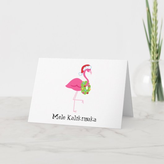 Mele Kalikimaka Roze Flamingo Kerst Kaart (Voorkant)
