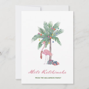 Mele Kalikimaka Roze Flamingo Met Kerstman Hoed