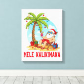 Mele Kalikimaka Santa Christmas Canvas Afdruk (Insitu (Houten vloer))