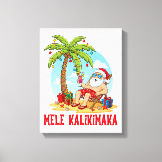 Mele Kalikimaka Santa Christmas Canvas Afdruk