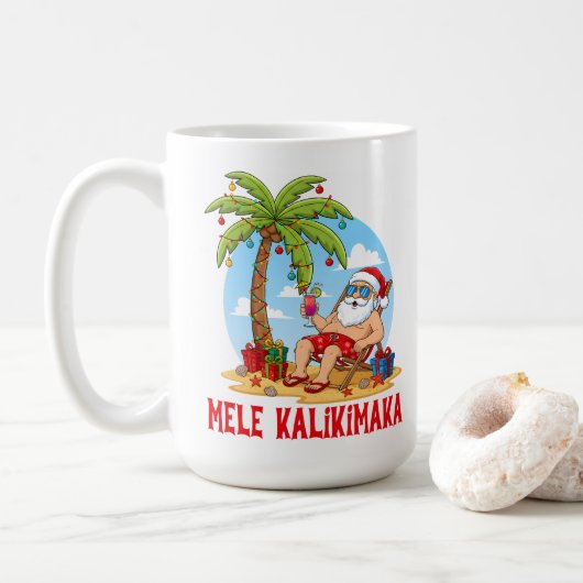 Mele Kalikimaka Santa Christmas Koffiemok (Met donut)