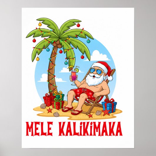 Mele Kalikimaka Santa Christmas Poster (Voorkant)