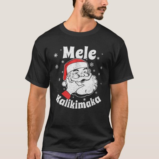 Mele Kalikimaka Santa Claus Shaka Hawaiian Christm T-shirt (Voorkant)
