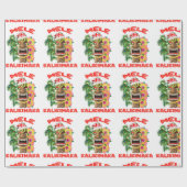 Mele Kalikimaka Santa Claus Tiki Cadeaupapier (Vlak)