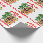 Mele Kalikimaka Santa Claus Tiki Cadeaupapier (Hoek)