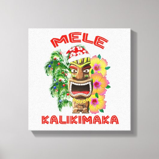 Mele Kalikimaka Santa Claus Tiki Canvas Afdruk (Voorkant)