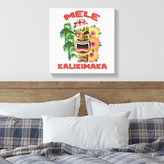 Mele Kalikimaka Santa Claus Tiki Canvas Afdruk (Insitu (Slaapkamer))