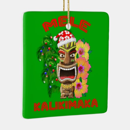 Mele Kalikimaka Santa Claus Tiki Keramisch Ornament (Rechts)