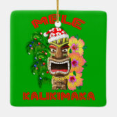 Mele Kalikimaka Santa Claus Tiki Keramisch Ornament (Achterkant)
