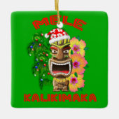 Mele Kalikimaka Santa Claus Tiki Keramisch Ornament (Voorkant)