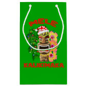Mele Kalikimaka Santa Claus Tiki Klein Cadeauzakje (Achterkant)