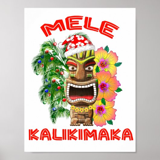 Mele Kalikimaka Santa Claus Tiki Poster (Voorkant)