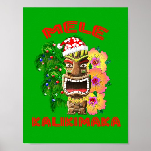 Mele Kalikimaka Santa Claus Tiki Poster (Voorkant)
