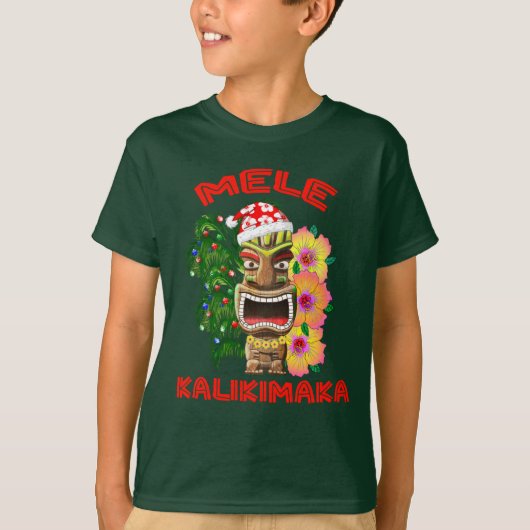 Mele Kalikimaka Santa Claus Tiki T-shirt (Voorkant)