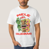 Mele Kalikimaka Santa Claus Tiki T-shirt (Voorkant)