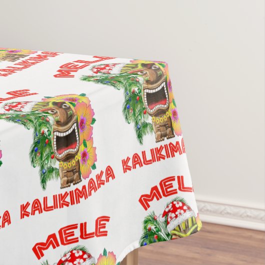Mele Kalikimaka Santa Claus Tiki Tafelkleed (Voorbeeld)