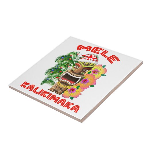 Mele Kalikimaka Santa Claus Tiki Tegeltje (Zijkant)