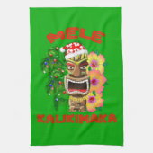 Mele Kalikimaka Santa Claus Tiki Theedoek (Verticaal)