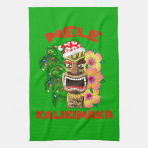 Mele Kalikimaka Santa Claus Tiki Theedoek