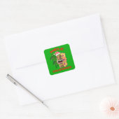 Mele Kalikimaka Santa Claus Tiki Vierkante Sticker (Envelop)