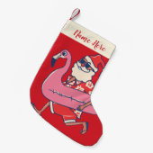 Mele Kalikimaka Santa Flamingo KerstGetaway Kleine Kerstsok (Voorkant (Hangend))