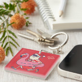 Mele Kalikimaka Santa Flamingo KerstGetaway Sleutelhanger (Voorkant Rechts)