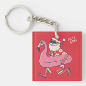 Mele Kalikimaka Santa Flamingo KerstGetaway Sleutelhanger (Voorkant)