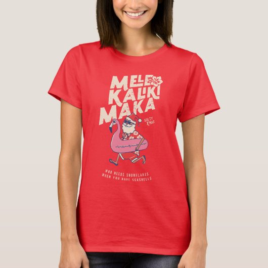 Mele Kalikimaka Santa Flamingo KerstGetaway T-shirt (Voorkant)