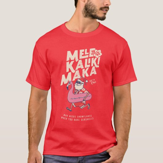 Mele Kalikimaka Santa Flamingo KerstGetaway T-shirt (Voorkant)