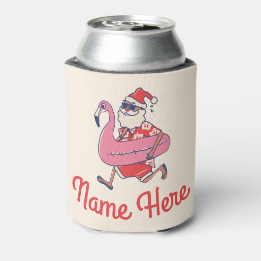 Mele Kalikimaka Santa Flamingo KerstGetaways Blikjeskoeler (Blikje Achterkant)