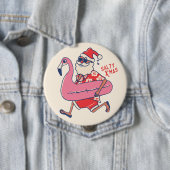 Mele Kalikimaka Santa Flamingo KerstGetaways Ronde Button 4,0 Cm (In situ)