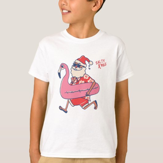 Mele Kalikimaka Santa Flamingo KerstGetaways T-shirt (Voorkant)