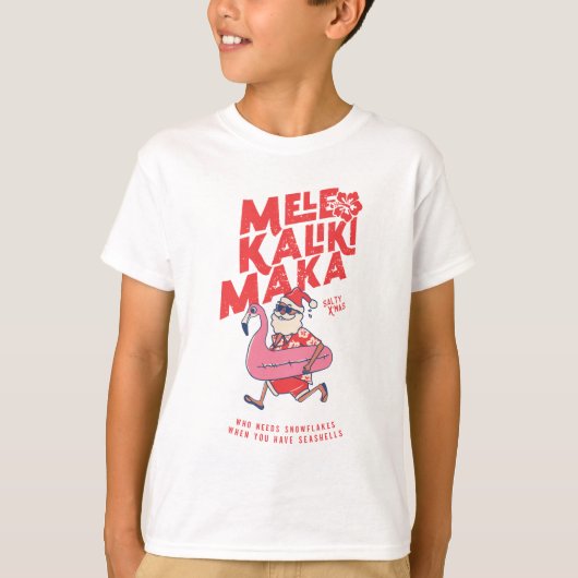 Mele Kalikimaka Santa Flamingo KerstGetaways T-shirt (Voorkant)