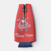 Mele Kalikimaka Santa Flamingo Kerstmis Getaway B Flesjeskoeler (Achterkant)