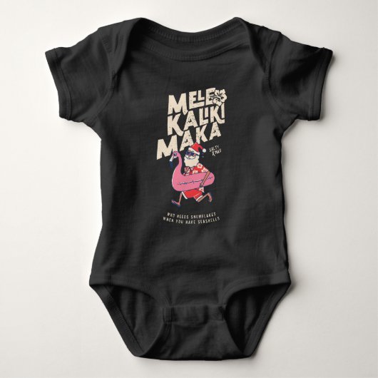Mele Kalikimaka Santa Flamingo Kerstmis Getaway B Romper (Voorkant)