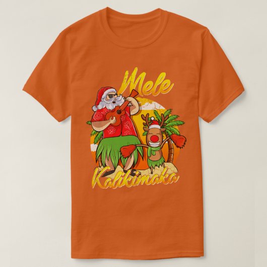 Mele Kalikimaka Santa Hawaiian Kerstmis in juli H T-shirt (Design voorkant)