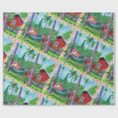 Mele Kalikimaka Santa op vakantie in Hawaï Cadeaupapier (Vlak)