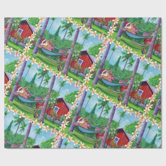Mele Kalikimaka Santa op vakantie in Hawaï Cadeaupapier (Vlak)